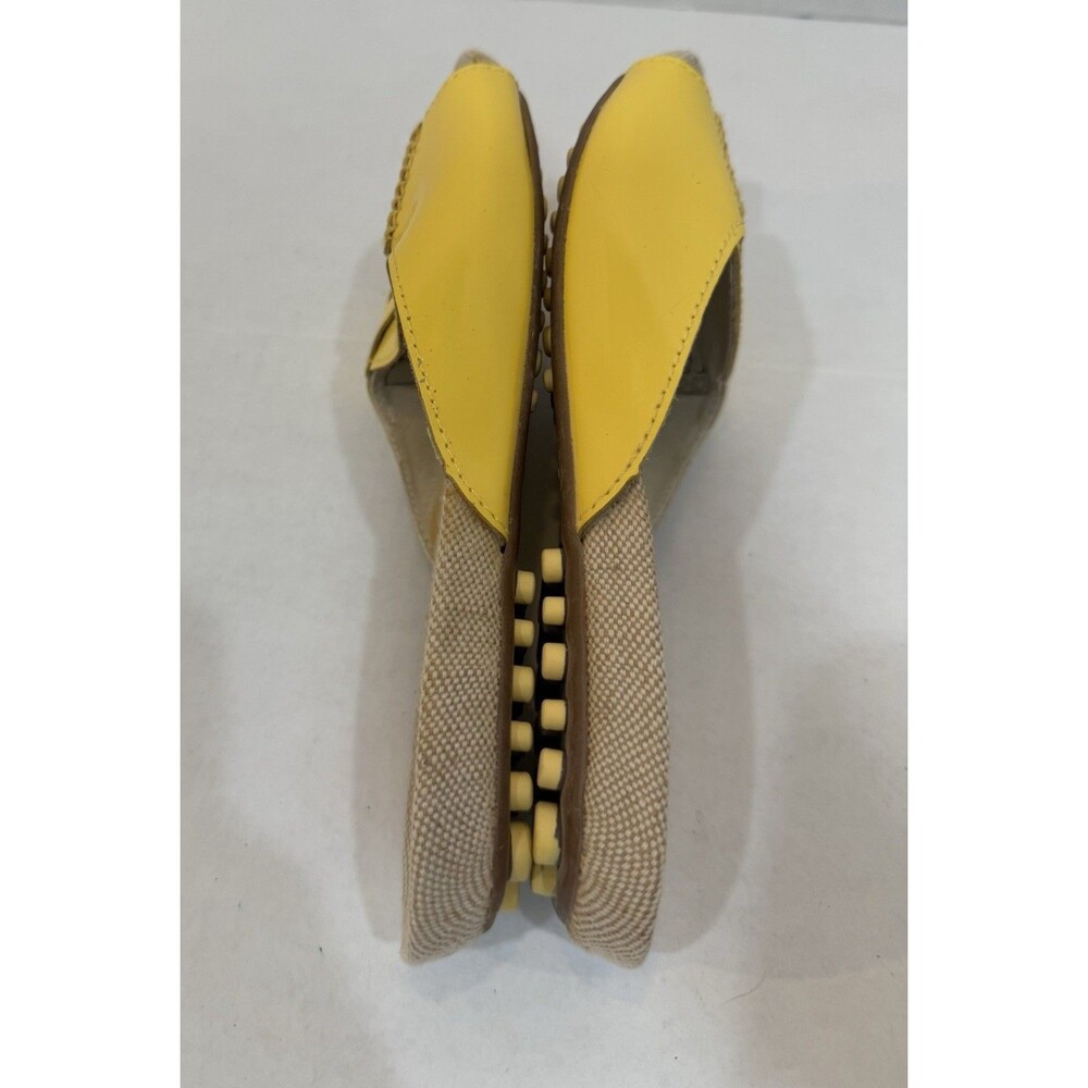 Lands End Sz 7M Yellow Patent Slip-On Slide Massage Sole Burlap Footbed Sandal - Picture 4 of 9